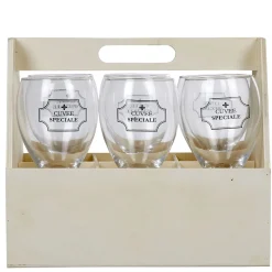 Vaisselle Et Accessoires De Table<Gifi Coffret en bois avec 6 verres à vin "cuvée spéciale"