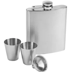 Gifi Coffret flasque whisky argentée shooters et entonnoir 20 cl| Vaisselle Et Accessoires De Table