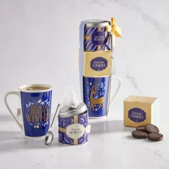 Gifi Coffret mug et accessoires bleu et blanc 12x29x8cm| Vaisselle Et Accessoires De Table