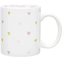 Gifi Coffret mug 330ml et tote bag coeur blanc et rose| Vaisselle Et Accessoires De Table