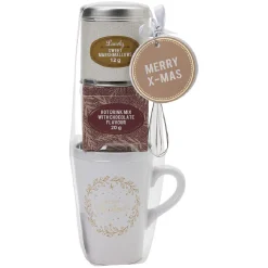 Gifi Coffret mug XXL avec boisson et biscuits Noël doré| Vaisselle Et Accessoires De Table
