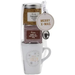 Gifi Coffret mug XXL avec boisson et biscuits Noël doré| Vaisselle Et Accessoires De Table