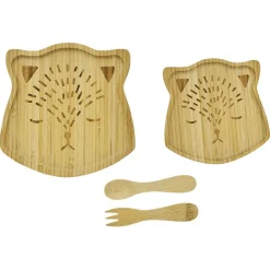 Gifi Coffret repas enfant 4 pièces bambou design chat| Vaisselle Et Accessoires De Table