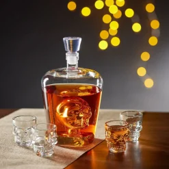 Gifi Coffret rhum carafe et verre x4 design tête de mort| Vaisselle Et Accessoires De Table