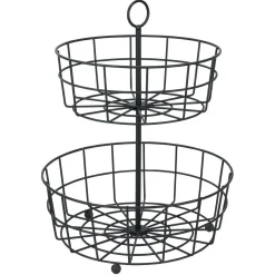 Rangement De Cuisine<Gifi Corbeille à fruits 2 niveaux métal noir Ø28xH38cm