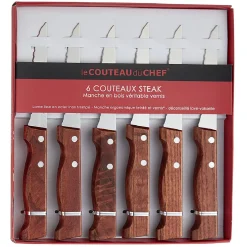 Gifi Couteau steak x6 manche bois| Vaisselle Et Accessoires De Table