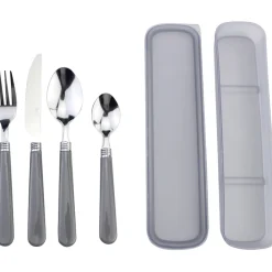 Gifi Couvert nomade x 4 avec boîte assortie| Vaisselle Et Accessoires De Table