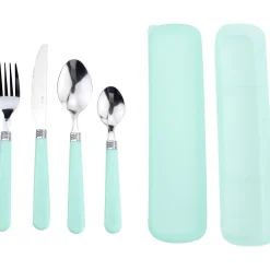 Gifi Couvert nomade x 4 avec boîte assortie| Vaisselle Et Accessoires De Table