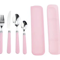Gifi Couvert nomade x 4 avec boîte assortie| Vaisselle Et Accessoires De Table