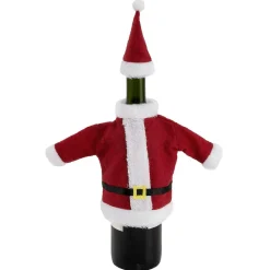 Gifi Couvre bouteille forme habit de Père Noël rouge et blanc| Vaisselle Et Accessoires De Table