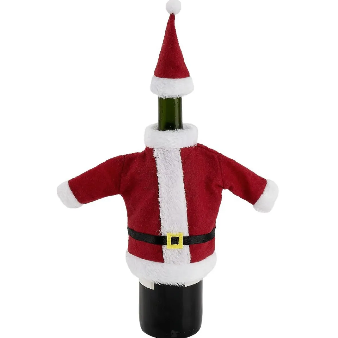Gifi Couvre bouteille forme habit de Père Noël rouge et blanc| Vaisselle Et Accessoires De Table