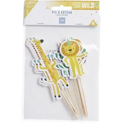 Gifi Décoration gâteau anniversaire pique thème animaux sauvages 12 pièces| Vaisselle Et Accessoires De Table