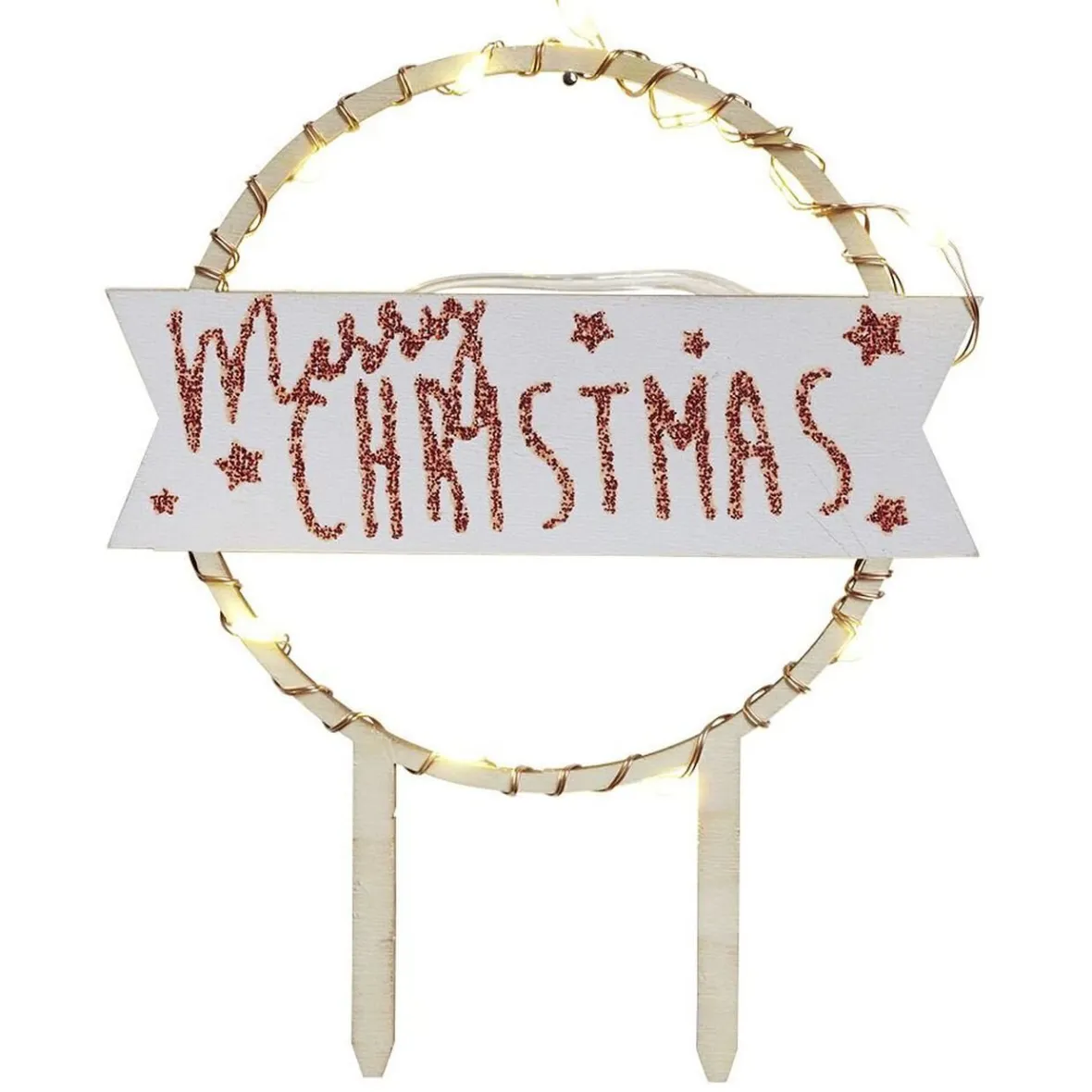Préparation Culinaire<Gifi Décoration gâteau de Noël à LED en bois beige
