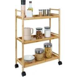Rangement De Cuisine<Gifi Desserte 3 niveaux à roulettes bambou et MDF 51,5x22,5xH71cm