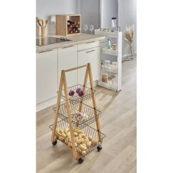 Rangement De Cuisine<Gifi Desserte bambou panier métal 3 niveaux 54,5x36,5xH85 cm