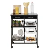 Rangement De Cuisine<Gifi Desserte bistrot sur roulettes étagère panier tiroir bois métal noir