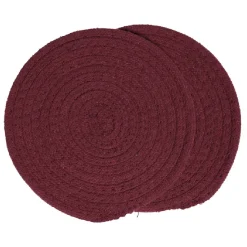 Gifi Dessous de plat rond coton rouge vert ou bleu x2| Vaisselle Et Accessoires De Table