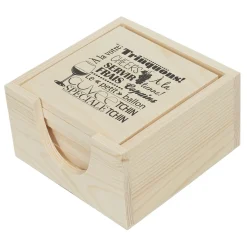 Gifi Dessous de verre bois x8 avec boîte de rangement| Vaisselle Et Accessoires De Table