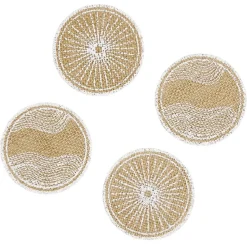 Vaisselle Et Accessoires De Table<Gifi Dessous de verre jute naturel et blanc Ø8,5cm x4