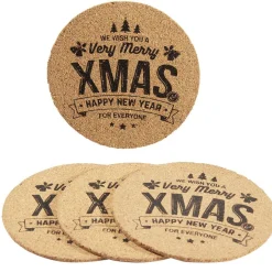 Gifi Dessous de verre liège design Noël inscription Merry Christmas x4| Vaisselle Et Accessoires De Table