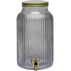 Gifi Distibuteur à boisson en verre strié noir 5,5L| Vaisselle Et Accessoires De Table