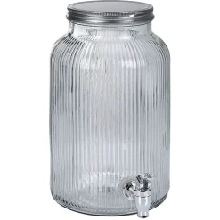 Gifi Distributeur à boisson en verre strié 5,5L| Vaisselle Et Accessoires De Table