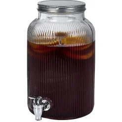 Gifi Distributeur à boisson en verre strié 5,5L| Vaisselle Et Accessoires De Table