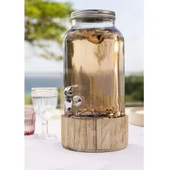 Vaisselle Et Accessoires De Table<Gifi Distributeur de boisson en verre et socle en bois