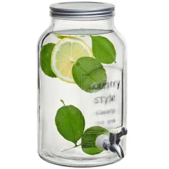 Gifi Distributeur de boisson verre couvercle métal 5.5 L| Vaisselle Et Accessoires De Table