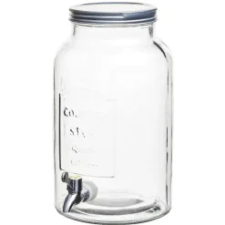 Gifi Distributeur de boisson verre couvercle métal 5.5 L| Vaisselle Et Accessoires De Table