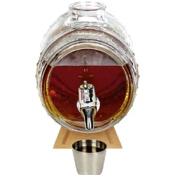 Gifi Distributeur de rhum avec socle en bois 1,5 L| Vaisselle Et Accessoires De Table