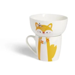 Vaisselle Et Accessoires De Table<Gifi Ensemble bol et mug en porcelaine motif enfant motif renard H15cm