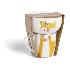 Vaisselle Et Accessoires De Table<Gifi Ensemble bol et mug en porcelaine motif enfant motif renard H15cm