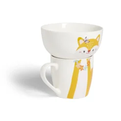Vaisselle Et Accessoires De Table<Gifi Ensemble bol et mug en porcelaine motif enfant motif renard H15cm