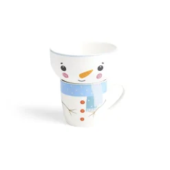 Gifi Ensemble mug 355ml avec bol 520ml porcelaine motif bonhomme de neige| Vaisselle Et Accessoires De Table