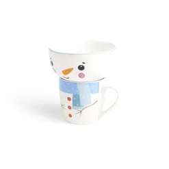 Gifi Ensemble mug 355ml avec bol 520ml porcelaine motif bonhomme de neige| Vaisselle Et Accessoires De Table