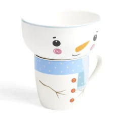Gifi Ensemble mug 355ml avec bol 520ml porcelaine motif bonhomme de neige| Vaisselle Et Accessoires De Table
