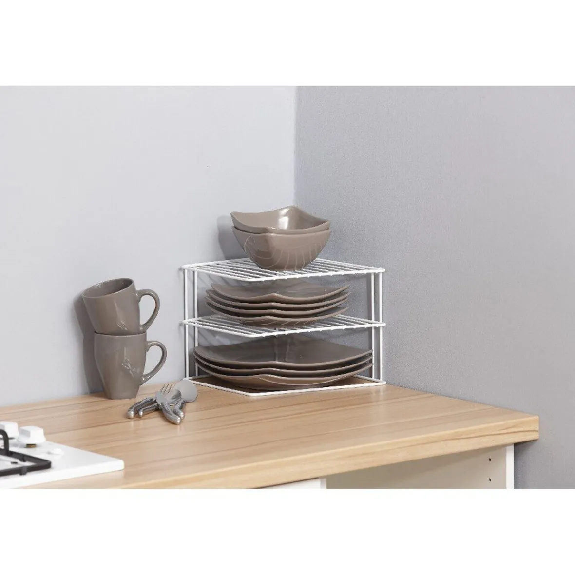 Rangement De Cuisine<Gifi Etagère d angle 3 niveaux porte assiettes Metaltex