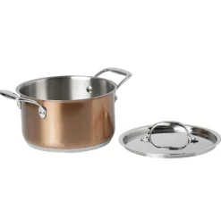 Cuisson<Gifi Faitout acier doré avec couvercle en inox