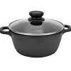 Cuisson<Gifi Faitout noir couvercle verre transparent