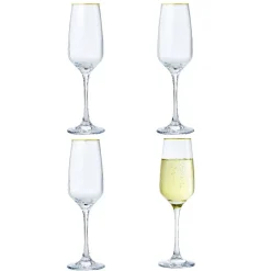 Gifi Flûte à champagne bord doré 19,5cl x4| Vaisselle Et Accessoires De Table