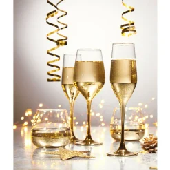 Gifi Flûte en verre Oksana dorée 17cL x4| Vaisselle Et Accessoires De Table