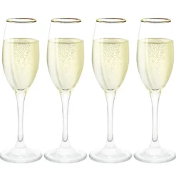 Gifi Flûte en verre transparent avec liseré doré x4| Vaisselle Et Accessoires De Table