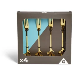 Vaisselle Et Accessoires De Table<Gifi Fourchette à dessert x4 design feuille inox doré L15cm