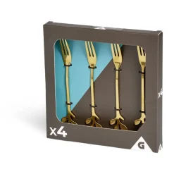 Vaisselle Et Accessoires De Table<Gifi Fourchette à dessert x4 design feuille inox doré L15cm