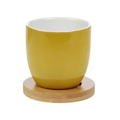 Gifi Gobelet à expresso avec sous tasse en bambou x4| Vaisselle Et Accessoires De Table
