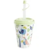 Gifi Gobelet avec couvercle paille plastique vert Ø8,7xH20cm| Vaisselle Et Accessoires De Table