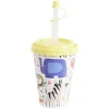 Gifi Gobelet avec couvercle paille plastique jaune Ø8,7xH20cm| Vaisselle Et Accessoires De Table