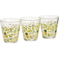 Gifi Gobelet bas conique transparent motif fruit exotique 25cl x3 - H8 cm| Vaisselle Et Accessoires De Table