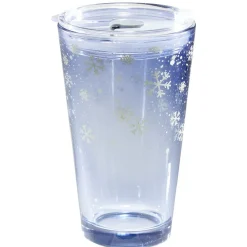 Gifi Gobelet en verre 400 ml avec paille décor givré| Vaisselle Et Accessoires De Table